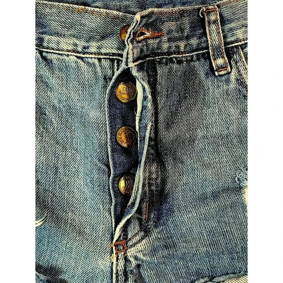FARM Rio Brazil Cut Off Denim Jean Shorts Size 10 Large Distressed Destroyed - Picture 5 of 6